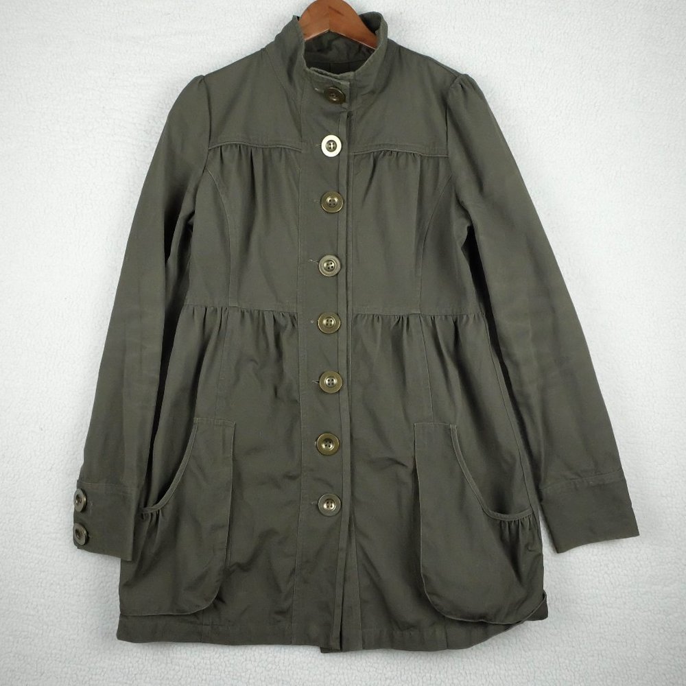 Lovely Girls Jacket Youths Large Olive Green Button Up Outdoor Military Army
